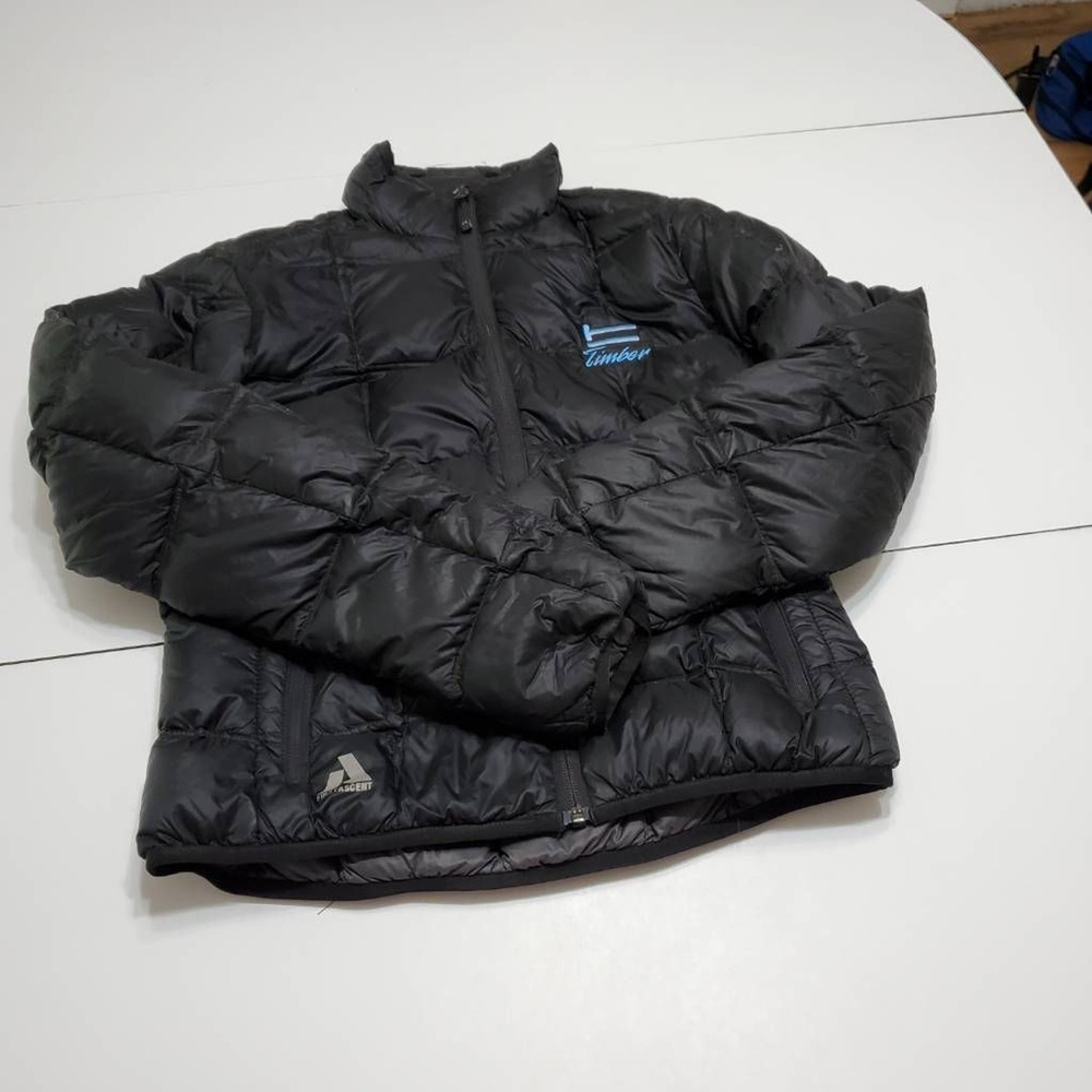 Eddie Bauer First Ascent Womens Puffer Down Jacket Black Zip Mock Neck Pockets